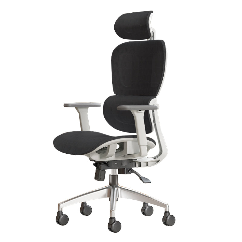 Modern Ergonomic Office Chair Adjustable Seat Height Desk Chair with Wheels White-Black 1 Piece Without Footrest Clearhalo 'furn' 'furn_office_chair' 'Furniture' 'Office Chairs' 'Office Furniture' 'office_chair' 7383939