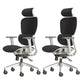 Modern Ergonomic Office Chair Adjustable Seat Height Desk Chair with Wheels White-Black 2 Piece Set Without Footrest Clearhalo 'furn' 'furn_office_chair' 'Furniture' 'Office Chairs' 'Office Furniture' 'office_chair' 7383940