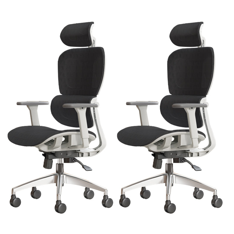 Modern Ergonomic Office Chair Adjustable Seat Height Desk Chair with Wheels White-Black 2 Piece Set Without Footrest Clearhalo 'furn' 'furn_office_chair' 'Furniture' 'Office Chairs' 'Office Furniture' 'office_chair' 7383940