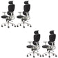 Modern Ergonomic Office Chair Adjustable Seat Height Desk Chair with Wheels White-Black 4 Piece Set Without Footrest Clearhalo 'furn' 'furn_office_chair' 'Furniture' 'Office Chairs' 'Office Furniture' 'office_chair' 7383941