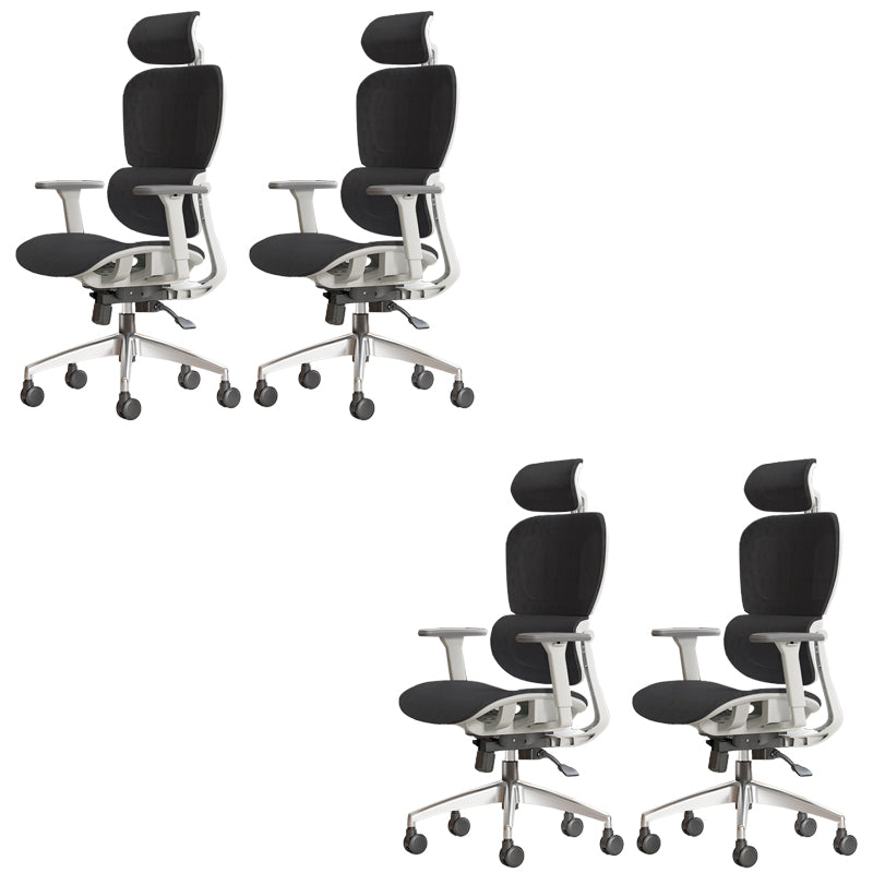Modern Ergonomic Office Chair Adjustable Seat Height Desk Chair with Wheels White-Black 4 Piece Set Without Footrest Clearhalo 'furn' 'furn_office_chair' 'Furniture' 'Office Chairs' 'Office Furniture' 'office_chair' 7383941