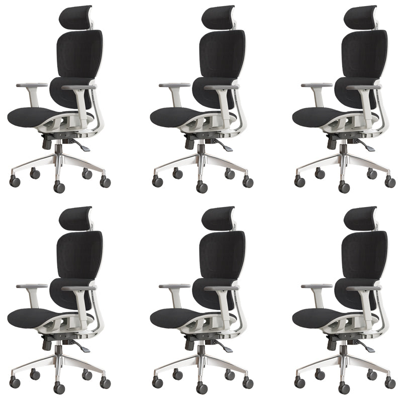 Modern Ergonomic Office Chair Adjustable Seat Height Desk Chair with Wheels White-Black 6 Piece Set Without Footrest Clearhalo 'furn' 'furn_office_chair' 'Furniture' 'Office Chairs' 'Office Furniture' 'office_chair' 7383942