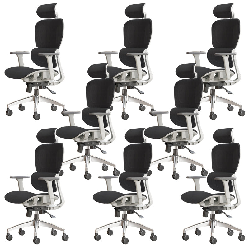 Modern Ergonomic Office Chair Adjustable Seat Height Desk Chair with Wheels White-Black 8 Piece Set Without Footrest Clearhalo 'furn' 'furn_office_chair' 'Furniture' 'Office Chairs' 'Office Furniture' 'office_chair' 7383943