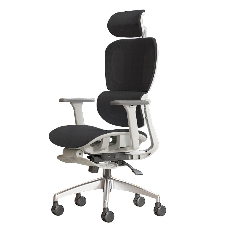 Modern Ergonomic Office Chair Adjustable Seat Height Desk Chair with Wheels White-Black 1 Piece With Footrest Clearhalo 'furn' 'furn_office_chair' 'Furniture' 'Office Chairs' 'Office Furniture' 'office_chair' 7383944