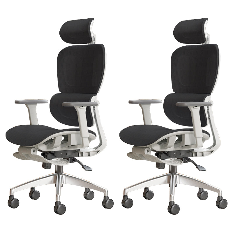 Modern Ergonomic Office Chair Adjustable Seat Height Desk Chair with Wheels White-Black 2 Piece Set With Footrest Clearhalo 'furn' 'furn_office_chair' 'Furniture' 'Office Chairs' 'Office Furniture' 'office_chair' 7383945