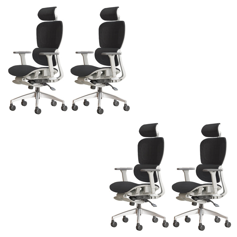 Modern Ergonomic Office Chair Adjustable Seat Height Desk Chair with Wheels White-Black 4 Piece Set With Footrest Clearhalo 'furn' 'furn_office_chair' 'Furniture' 'Office Chairs' 'Office Furniture' 'office_chair' 7383946