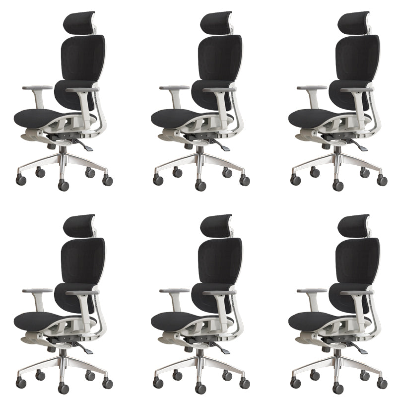 Modern Ergonomic Office Chair Adjustable Seat Height Desk Chair with Wheels White-Black 6 Piece Set With Footrest Clearhalo 'furn' 'furn_office_chair' 'Furniture' 'Office Chairs' 'Office Furniture' 'office_chair' 7383947