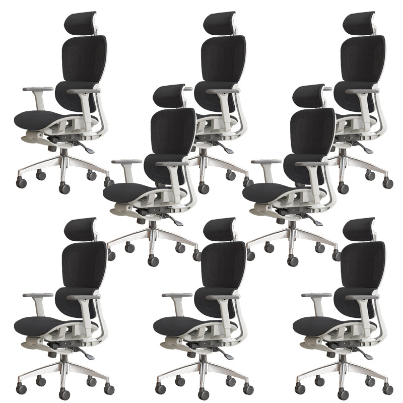 Modern Ergonomic Office Chair Adjustable Seat Height Desk Chair with Wheels White-Black 8 Piece Set With Footrest Clearhalo 'furn' 'furn_office_chair' 'Furniture' 'Office Chairs' 'Office Furniture' 'office_chair' 7383948