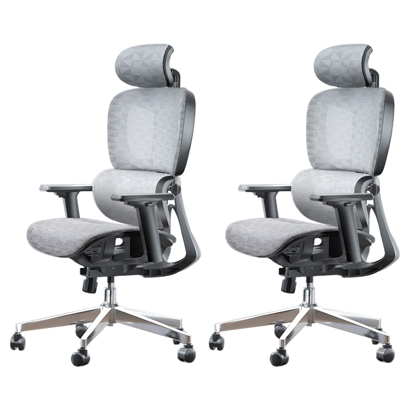 Modern Ergonomic Office Chair Adjustable Seat Height Desk Chair with Wheels White-Gray 2 Piece Set Without Footrest Clearhalo 'furn' 'furn_office_chair' 'Furniture' 'Office Chairs' 'Office Furniture' 'office_chair' 7383950