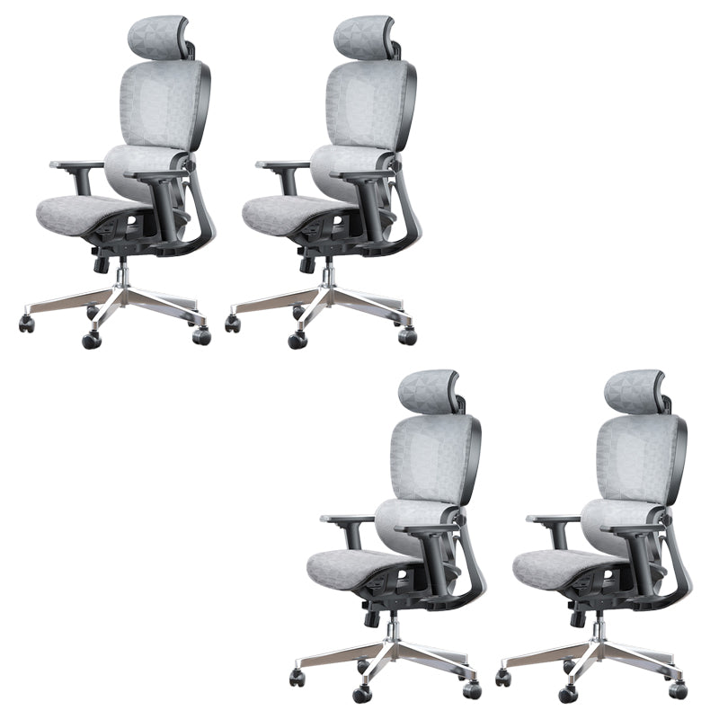 Modern Ergonomic Office Chair Adjustable Seat Height Desk Chair with Wheels White-Gray 4 Piece Set Without Footrest Clearhalo 'furn' 'furn_office_chair' 'Furniture' 'Office Chairs' 'Office Furniture' 'office_chair' 7383951