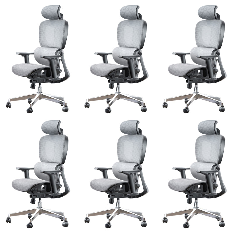 Modern Ergonomic Office Chair Adjustable Seat Height Desk Chair with Wheels White-Gray 6 Piece Set Without Footrest Clearhalo 'furn' 'furn_office_chair' 'Furniture' 'Office Chairs' 'Office Furniture' 'office_chair' 7383952