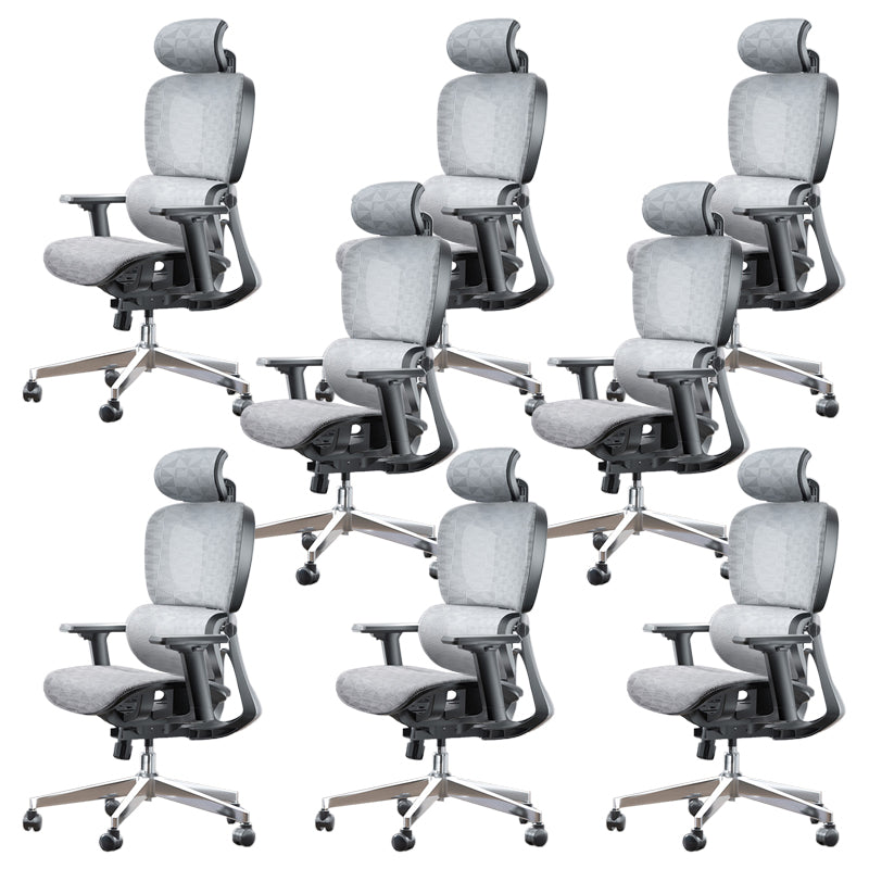 Modern Ergonomic Office Chair Adjustable Seat Height Desk Chair with Wheels White-Gray 8 Piece Set Without Footrest Clearhalo 'furn' 'furn_office_chair' 'Furniture' 'Office Chairs' 'Office Furniture' 'office_chair' 7383953