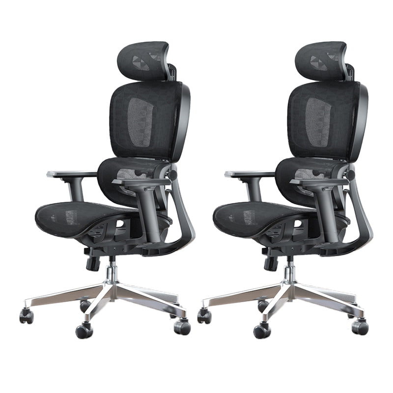 Modern Ergonomic Office Chair Adjustable Seat Height Desk Chair with Wheels Black-Gray 2 Piece Set Without Footrest Clearhalo 'furn' 'furn_office_chair' 'Furniture' 'Office Chairs' 'Office Furniture' 'office_chair' 7383955