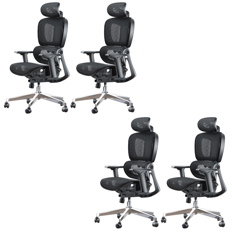 Modern Ergonomic Office Chair Adjustable Seat Height Desk Chair with Wheels Black-Gray 4 Piece Set Without Footrest Clearhalo 'furn' 'furn_office_chair' 'Furniture' 'Office Chairs' 'Office Furniture' 'office_chair' 7383956