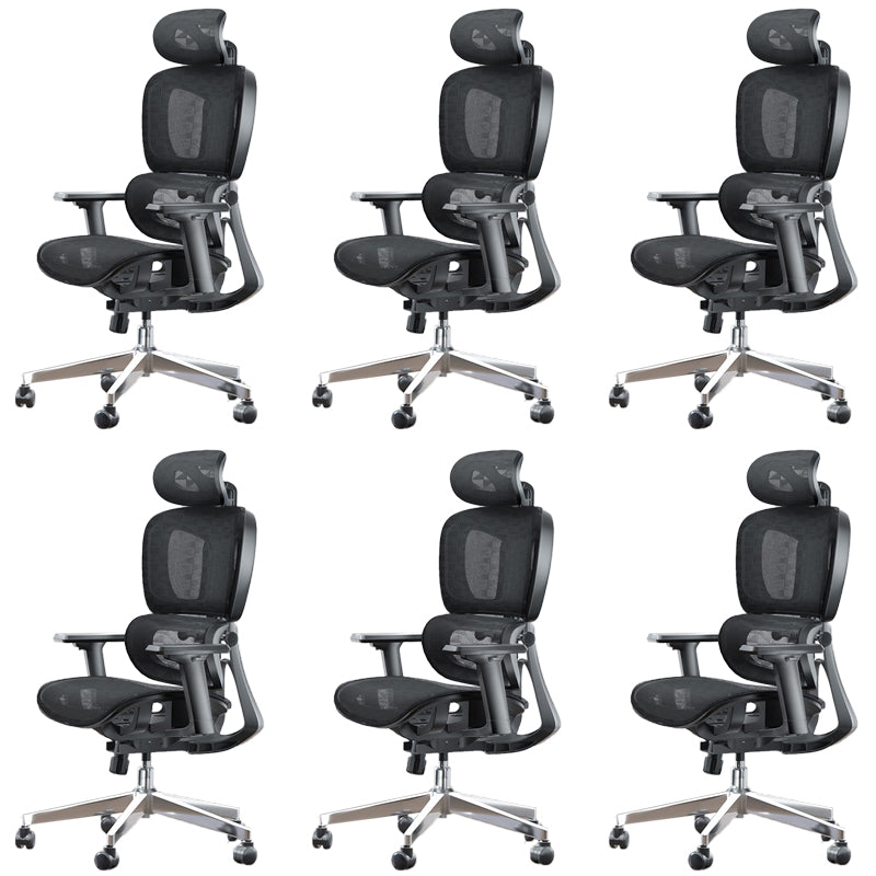 Modern Ergonomic Office Chair Adjustable Seat Height Desk Chair with Wheels Black-Gray 6 Piece Set Without Footrest Clearhalo 'furn' 'furn_office_chair' 'Furniture' 'Office Chairs' 'Office Furniture' 'office_chair' 7383957