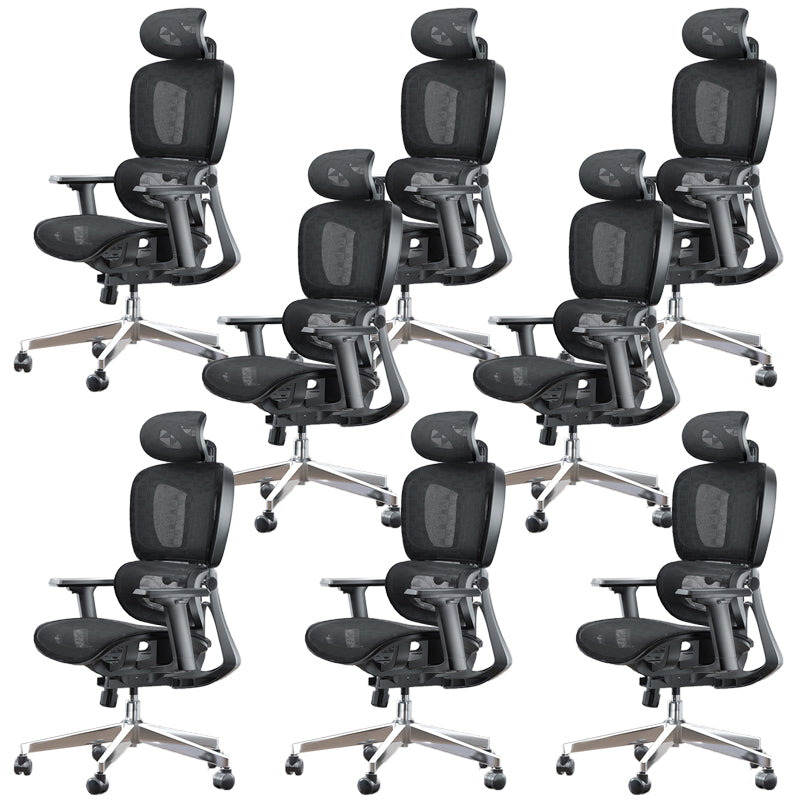 Modern Ergonomic Office Chair Adjustable Seat Height Desk Chair with Wheels Black-Gray 8 Piece Set Without Footrest Clearhalo 'furn' 'furn_office_chair' 'Furniture' 'Office Chairs' 'Office Furniture' 'office_chair' 7383958