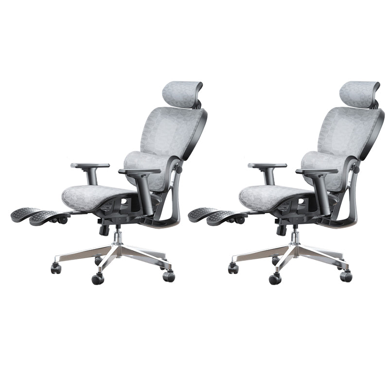 Modern Ergonomic Office Chair Adjustable Seat Height Desk Chair with Wheels White-Gray 2 Piece Set With Footrest Clearhalo 'furn' 'furn_office_chair' 'Furniture' 'Office Chairs' 'Office Furniture' 'office_chair' 7383959