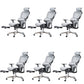 Modern Ergonomic Office Chair Adjustable Seat Height Desk Chair with Wheels White-Gray 6 Piece Set With Footrest Clearhalo 'furn' 'furn_office_chair' 'Furniture' 'Office Chairs' 'Office Furniture' 'office_chair' 7383961