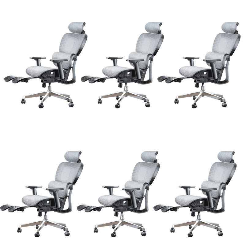 Modern Ergonomic Office Chair Adjustable Seat Height Desk Chair with Wheels White-Gray 6 Piece Set With Footrest Clearhalo 'furn' 'furn_office_chair' 'Furniture' 'Office Chairs' 'Office Furniture' 'office_chair' 7383961