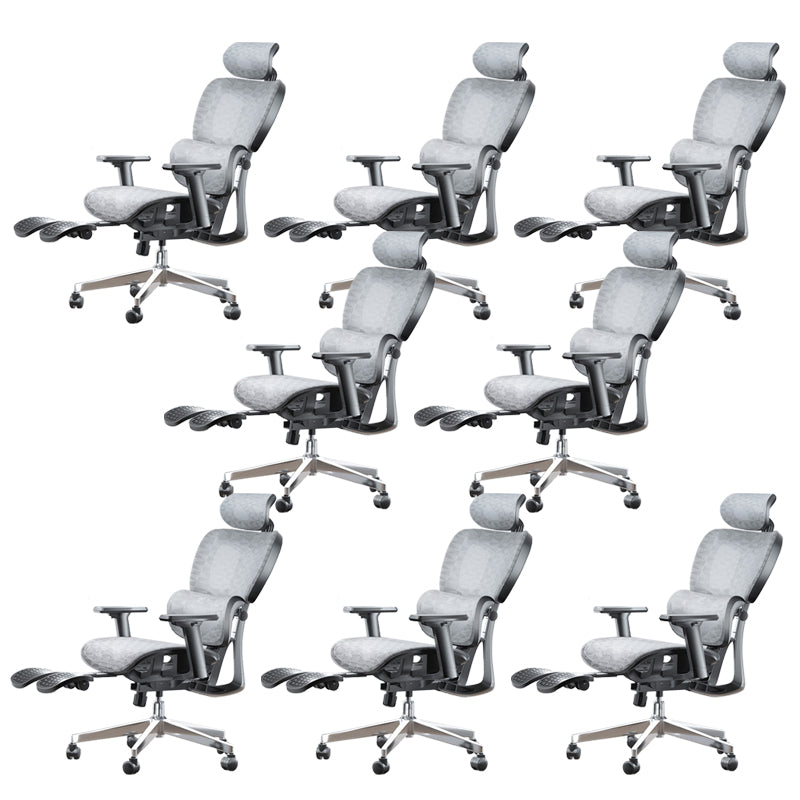 Modern Ergonomic Office Chair Adjustable Seat Height Desk Chair with Wheels White-Gray 8 Piece Set With Footrest Clearhalo 'furn' 'furn_office_chair' 'Furniture' 'Office Chairs' 'Office Furniture' 'office_chair' 7383962