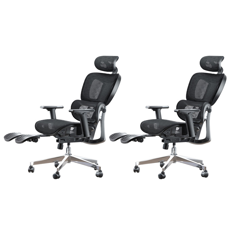 Modern Ergonomic Office Chair Adjustable Seat Height Desk Chair with Wheels Black-Gray 2 Piece Set With Footrest Clearhalo 'furn' 'furn_office_chair' 'Furniture' 'Office Chairs' 'Office Furniture' 'office_chair' 7383963