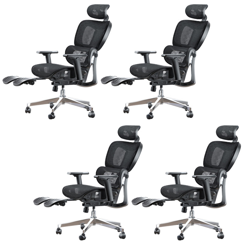 Modern Ergonomic Office Chair Adjustable Seat Height Desk Chair with Wheels Black-Gray 4 Piece Set With Footrest Clearhalo 'furn' 'furn_office_chair' 'Furniture' 'Office Chairs' 'Office Furniture' 'office_chair' 7383964