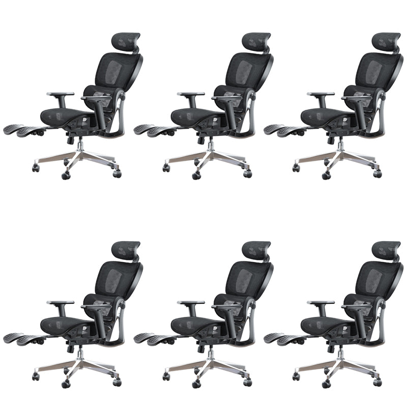 Modern Ergonomic Office Chair Adjustable Seat Height Desk Chair with Wheels Black-Gray 6 Piece Set With Footrest Clearhalo 'furn' 'furn_office_chair' 'Furniture' 'Office Chairs' 'Office Furniture' 'office_chair' 7383965