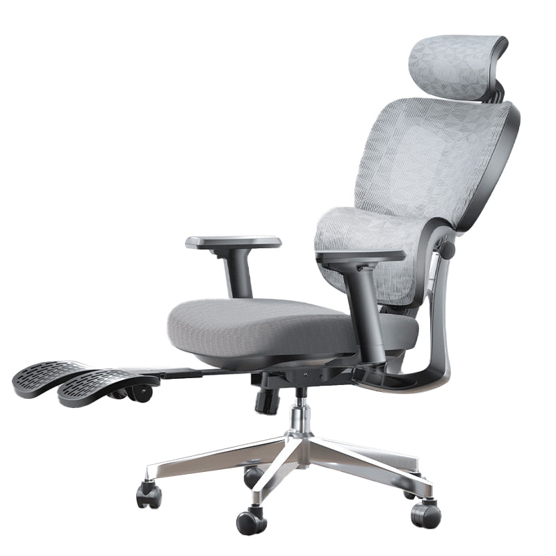 Modern Ergonomic Office Chair Adjustable Seat Height Desk Chair with Wheels Light Gray 1 Piece With Footrest Clearhalo 'furn' 'furn_office_chair' 'Furniture' 'Office Chairs' 'Office Furniture' 'office_chair' 7383967