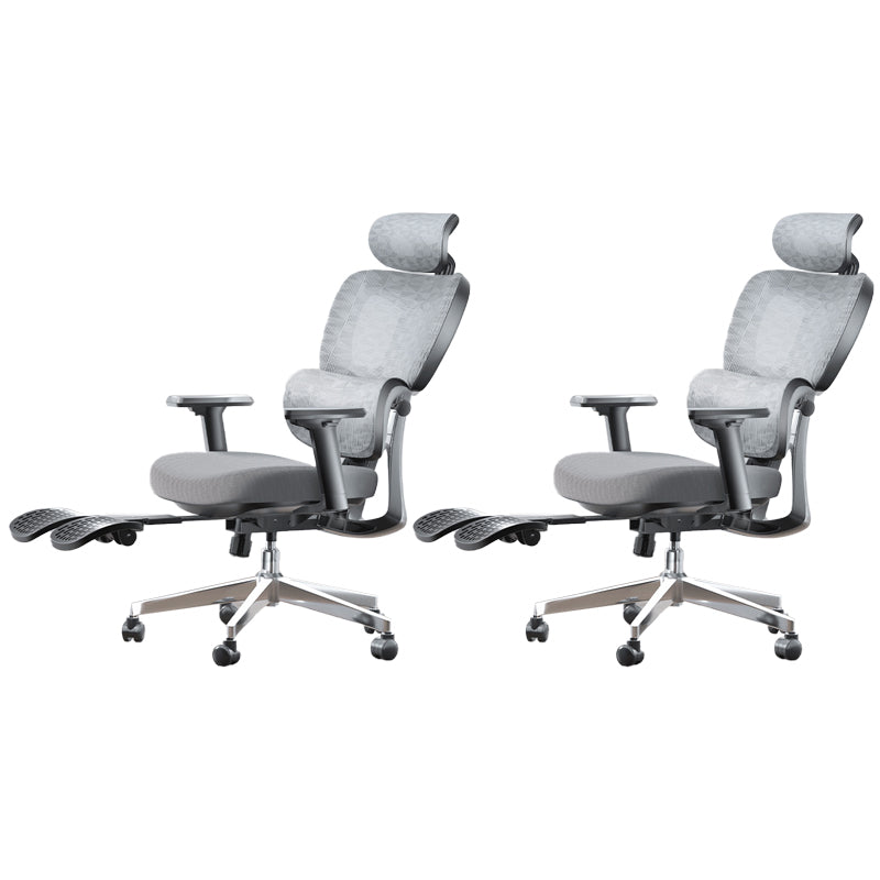 Modern Ergonomic Office Chair Adjustable Seat Height Desk Chair with Wheels Light Gray 2 Piece Set With Footrest Clearhalo 'furn' 'furn_office_chair' 'Furniture' 'Office Chairs' 'Office Furniture' 'office_chair' 7383968