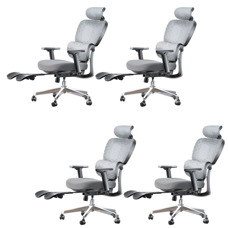 Modern Ergonomic Office Chair Adjustable Seat Height Desk Chair with Wheels Light Gray 4 Piece Set With Footrest Clearhalo 'furn' 'furn_office_chair' 'Furniture' 'Office Chairs' 'Office Furniture' 'office_chair' 7383969