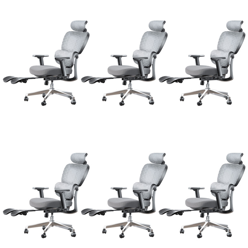 Modern Ergonomic Office Chair Adjustable Seat Height Desk Chair with Wheels Light Gray 6 Piece Set With Footrest Clearhalo 'furn' 'furn_office_chair' 'Furniture' 'Office Chairs' 'Office Furniture' 'office_chair' 7383970