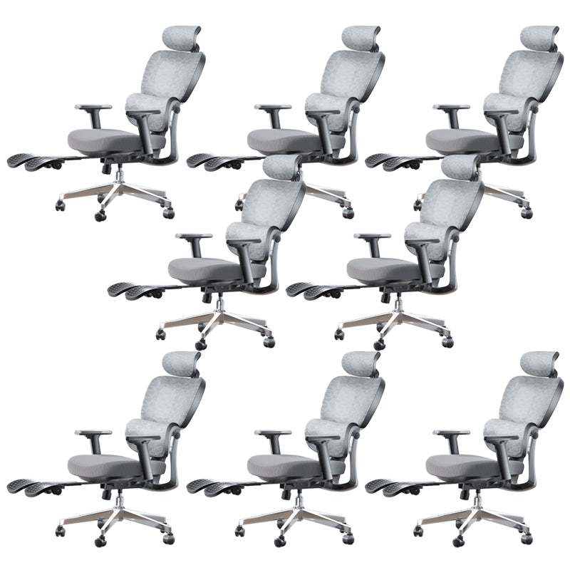 Modern Ergonomic Office Chair Adjustable Seat Height Desk Chair with Wheels Light Gray 8 Piece Set With Footrest Clearhalo 'furn' 'furn_office_chair' 'Furniture' 'Office Chairs' 'Office Furniture' 'office_chair' 7383971