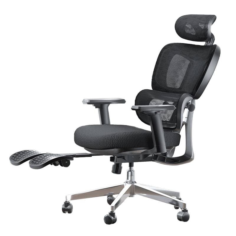 Modern Ergonomic Office Chair Adjustable Seat Height Desk Chair with Wheels Black 1 Piece With Footrest Clearhalo 'furn' 'furn_office_chair' 'Furniture' 'Office Chairs' 'Office Furniture' 'office_chair' 7383972