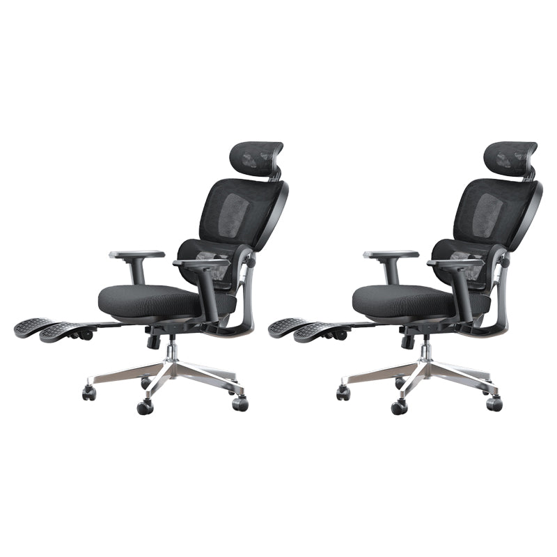 Modern Ergonomic Office Chair Adjustable Seat Height Desk Chair with Wheels Black 2 Piece Set With Footrest Clearhalo 'furn' 'furn_office_chair' 'Furniture' 'Office Chairs' 'Office Furniture' 'office_chair' 7383973