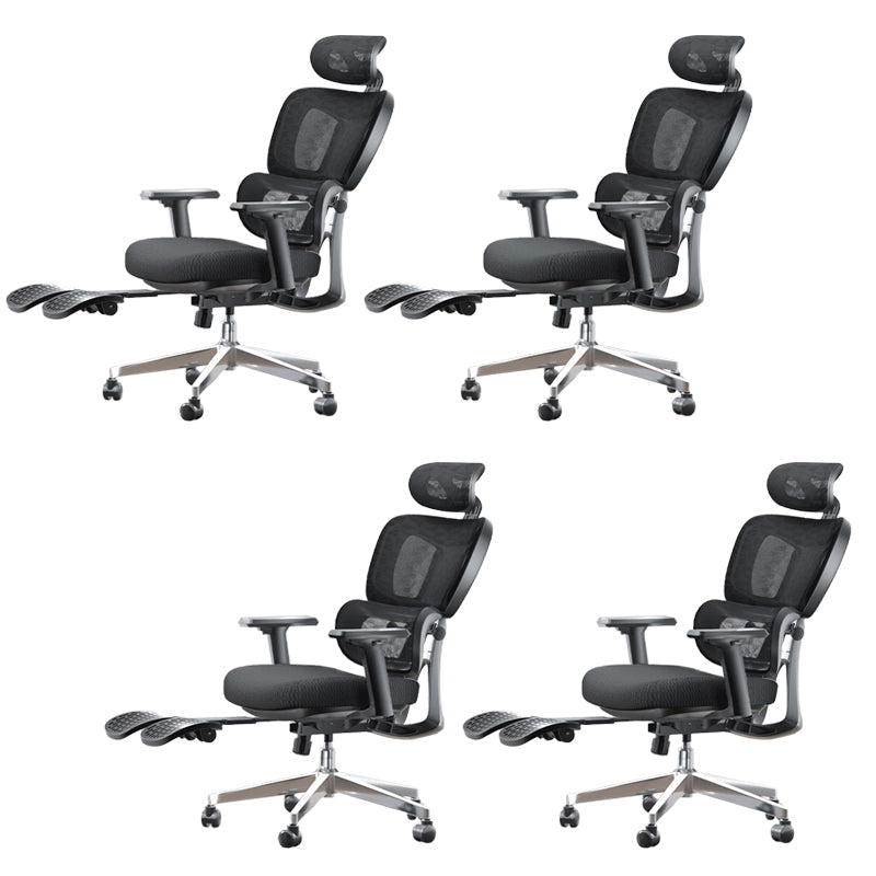 Modern Ergonomic Office Chair Adjustable Seat Height Desk Chair with Wheels Black 4 Piece Set With Footrest Clearhalo 'furn' 'furn_office_chair' 'Furniture' 'Office Chairs' 'Office Furniture' 'office_chair' 7383974