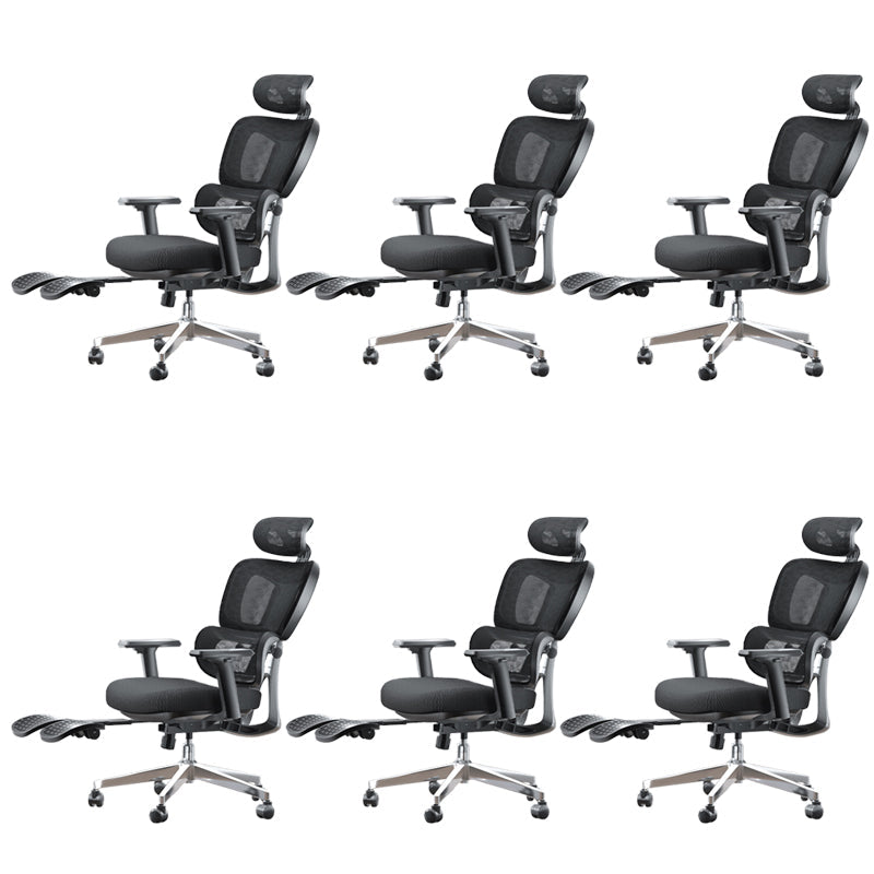 Modern Ergonomic Office Chair Adjustable Seat Height Desk Chair with Wheels Black 6 Piece Set With Footrest Clearhalo 'furn' 'furn_office_chair' 'Furniture' 'Office Chairs' 'Office Furniture' 'office_chair' 7383975
