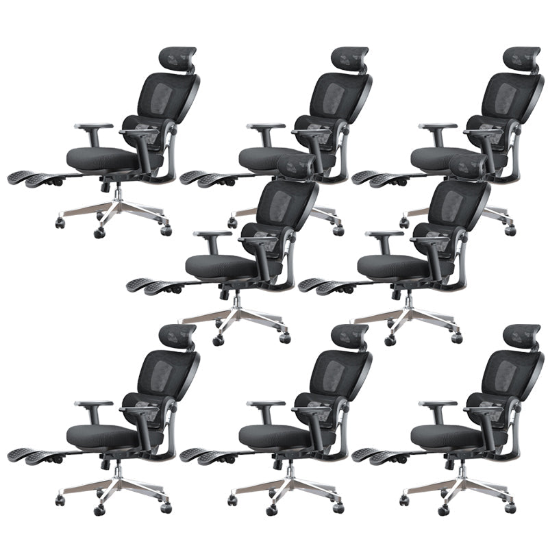 Modern Ergonomic Office Chair Adjustable Seat Height Desk Chair with Wheels Black 8 Piece Set With Footrest Clearhalo 'furn' 'furn_office_chair' 'Furniture' 'Office Chairs' 'Office Furniture' 'office_chair' 7383976
