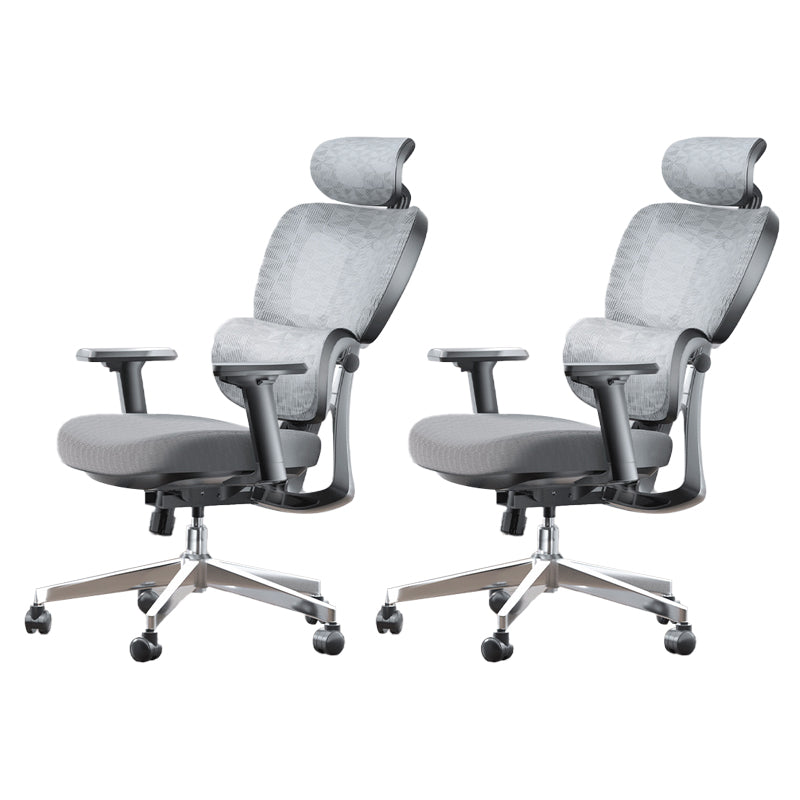 Modern Ergonomic Office Chair Adjustable Seat Height Desk Chair with Wheels Light Gray 2 Piece Set Without Footrest Clearhalo 'furn' 'furn_office_chair' 'Furniture' 'Office Chairs' 'Office Furniture' 'office_chair' 7383978