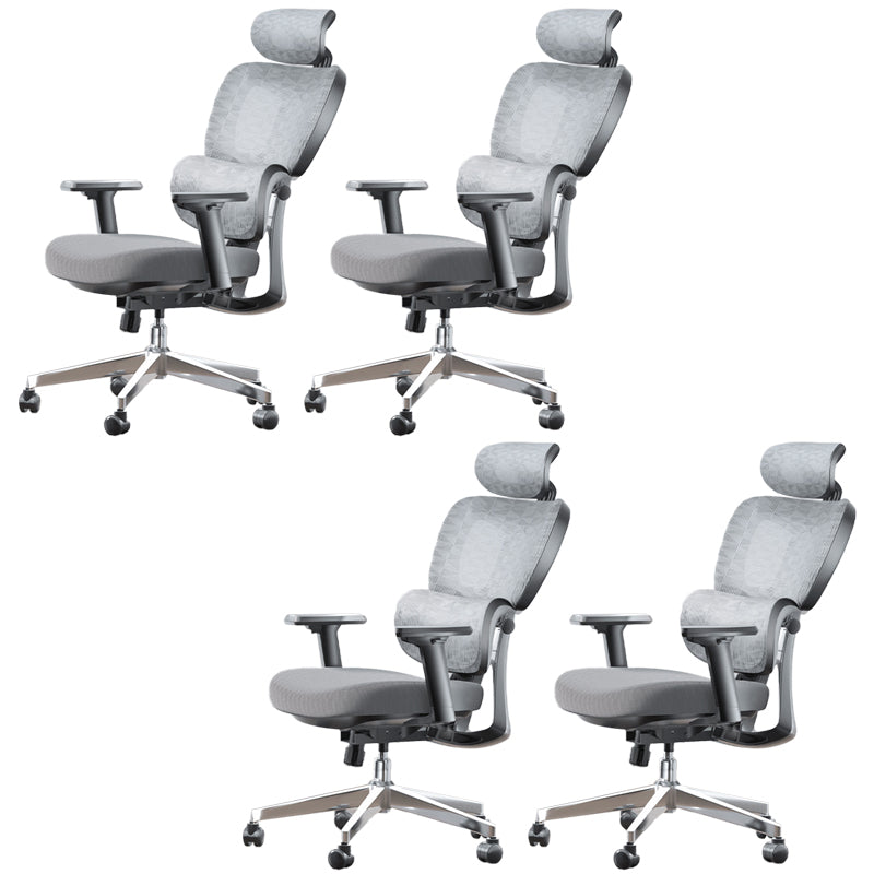 Modern Ergonomic Office Chair Adjustable Seat Height Desk Chair with Wheels Light Gray 4 Piece Set Without Footrest Clearhalo 'furn' 'furn_office_chair' 'Furniture' 'Office Chairs' 'Office Furniture' 'office_chair' 7383979