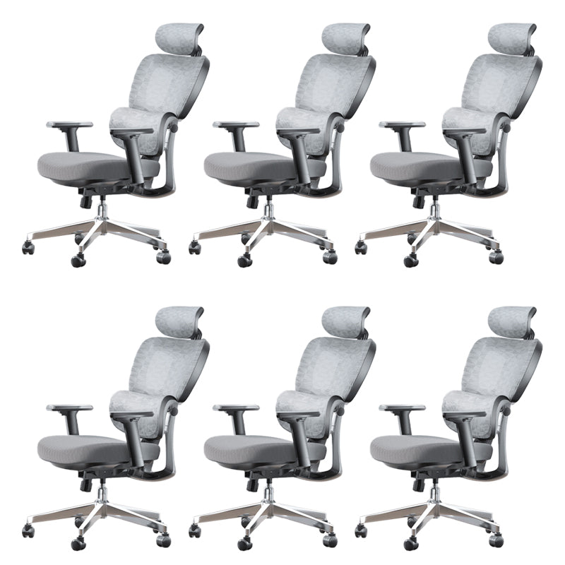 Modern Ergonomic Office Chair Adjustable Seat Height Desk Chair with Wheels Light Gray 6 Piece Set Without Footrest Clearhalo 'furn' 'furn_office_chair' 'Furniture' 'Office Chairs' 'Office Furniture' 'office_chair' 7383980