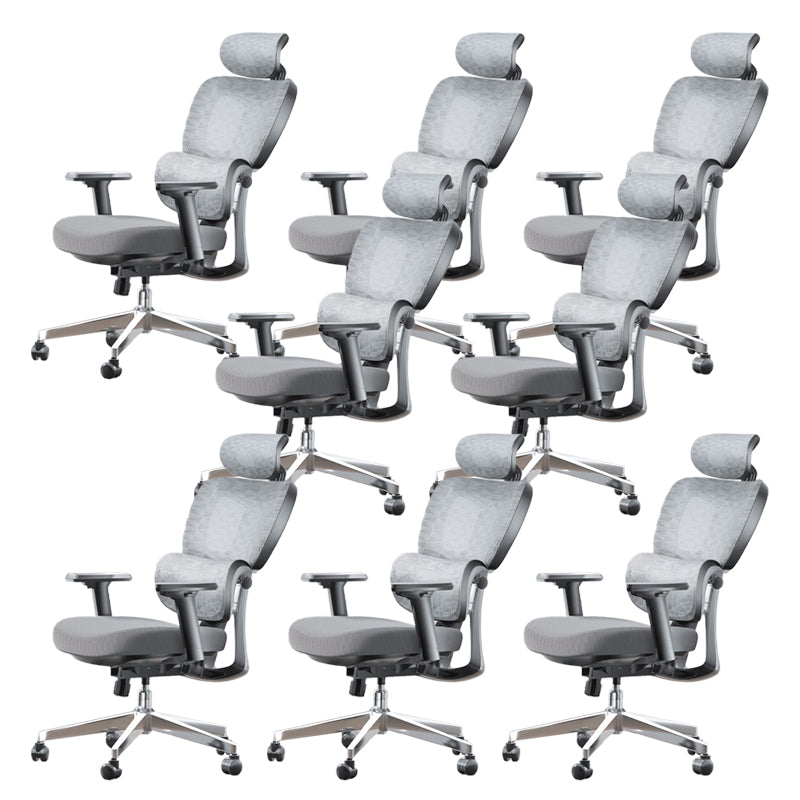 Modern Ergonomic Office Chair Adjustable Seat Height Desk Chair with Wheels Light Gray 8 Piece Set Without Footrest Clearhalo 'furn' 'furn_office_chair' 'Furniture' 'Office Chairs' 'Office Furniture' 'office_chair' 7383981