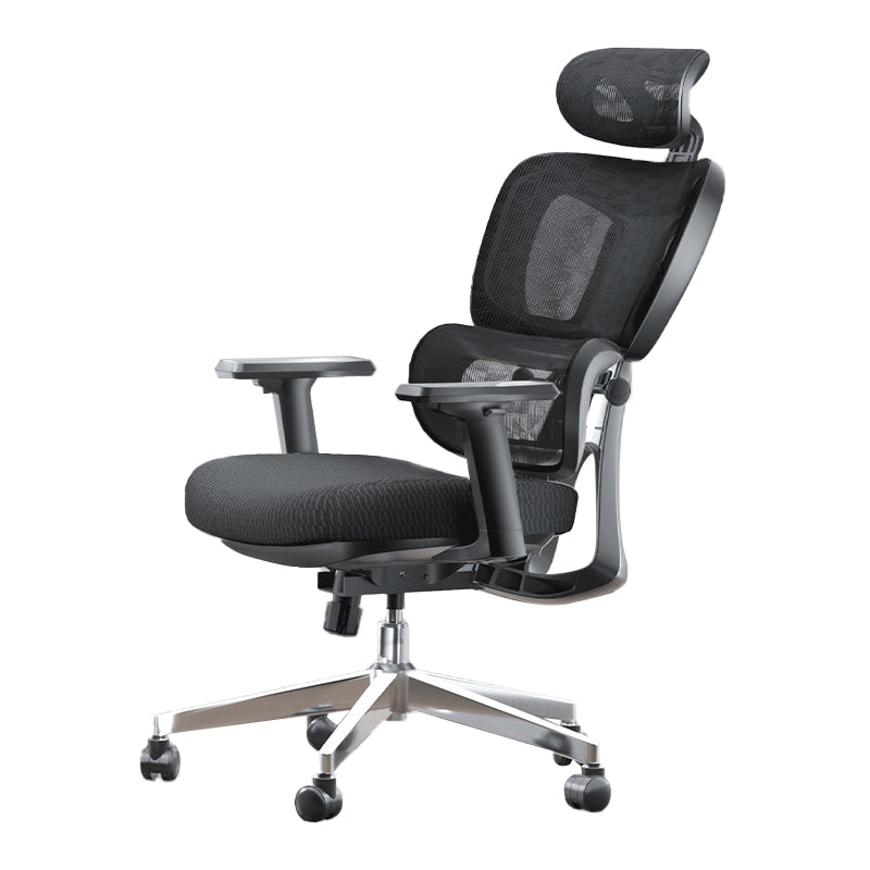 Modern Ergonomic Office Chair Adjustable Seat Height Desk Chair with Wheels Black 1 Piece Without Footrest Clearhalo 'furn' 'furn_office_chair' 'Furniture' 'Office Chairs' 'Office Furniture' 'office_chair' 7383982