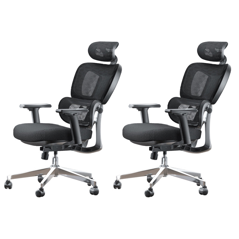 Modern Ergonomic Office Chair Adjustable Seat Height Desk Chair with Wheels Black 2 Piece Set Without Footrest Clearhalo 'furn' 'furn_office_chair' 'Furniture' 'Office Chairs' 'Office Furniture' 'office_chair' 7383983