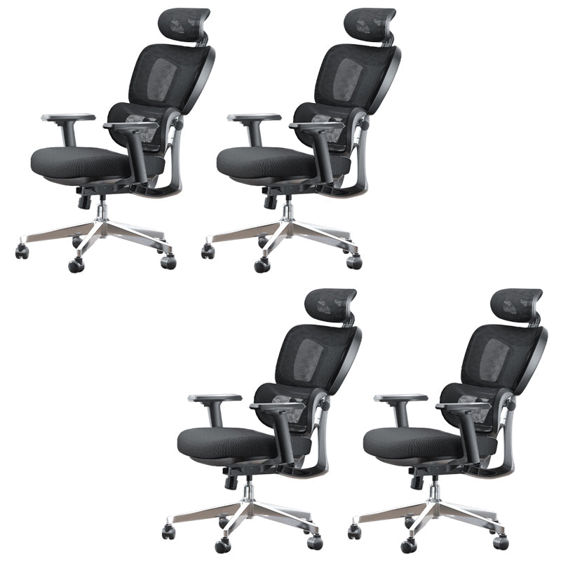 Modern Ergonomic Office Chair Adjustable Seat Height Desk Chair with Wheels Black 4 Piece Set Without Footrest Clearhalo 'furn' 'furn_office_chair' 'Furniture' 'Office Chairs' 'Office Furniture' 'office_chair' 7383984