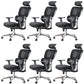 Modern Ergonomic Office Chair Adjustable Seat Height Desk Chair with Wheels Black 6 Piece Set Without Footrest Clearhalo 'furn' 'furn_office_chair' 'Furniture' 'Office Chairs' 'Office Furniture' 'office_chair' 7383985
