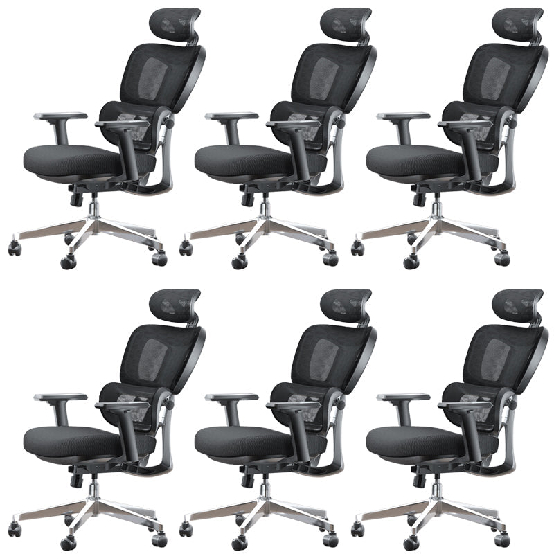 Modern Ergonomic Office Chair Adjustable Seat Height Desk Chair with Wheels Black 6 Piece Set Without Footrest Clearhalo 'furn' 'furn_office_chair' 'Furniture' 'Office Chairs' 'Office Furniture' 'office_chair' 7383985