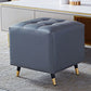Glam Pouf Ottoman Genuine Leather Upholstered Tufted Square Ottoman with Metal Legs Dark Gray 1 Piece Clearhalo 'furn' 'furn_ottomans_poufs' 'Furniture' 'Living Room Furniture' 'Ottomans & Poufs' 'ottomans_poufs' 7383997
