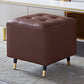 Glam Pouf Ottoman Genuine Leather Upholstered Tufted Square Ottoman with Metal Legs Coffee 1 Piece Clearhalo 'furn' 'furn_ottomans_poufs' 'Furniture' 'Living Room Furniture' 'Ottomans & Poufs' 'ottomans_poufs' 7384001