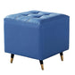Glam Pouf Ottoman Genuine Leather Upholstered Tufted Square Ottoman with Metal Legs Clearhalo 'furn' 'furn_ottomans_poufs' 'Furniture' 'Living Room Furniture' 'Ottomans & Poufs' 'ottomans_poufs' 7384002
