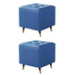 Glam Pouf Ottoman Genuine Leather Upholstered Tufted Square Ottoman with Metal Legs Blue 2 Piece Set Clearhalo 'furn' 'furn_ottomans_poufs' 'Furniture' 'Living Room Furniture' 'Ottomans & Poufs' 'ottomans_poufs' 7384005